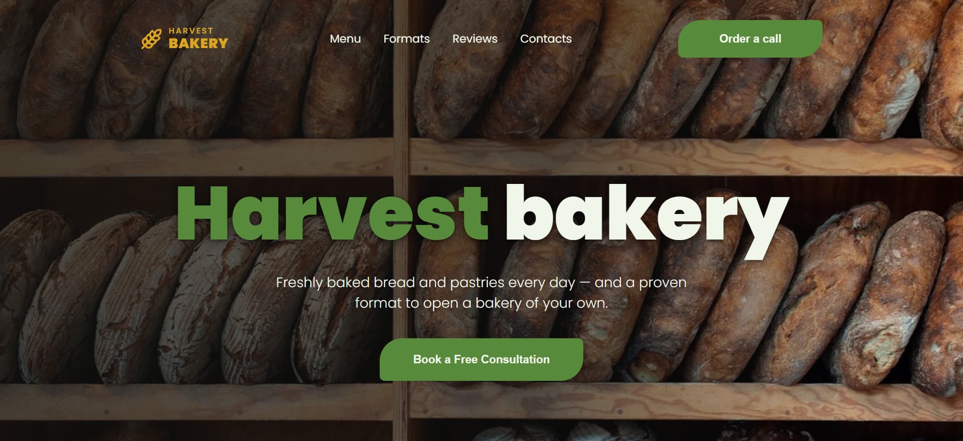 Harvest Bakery — превʼю сайту