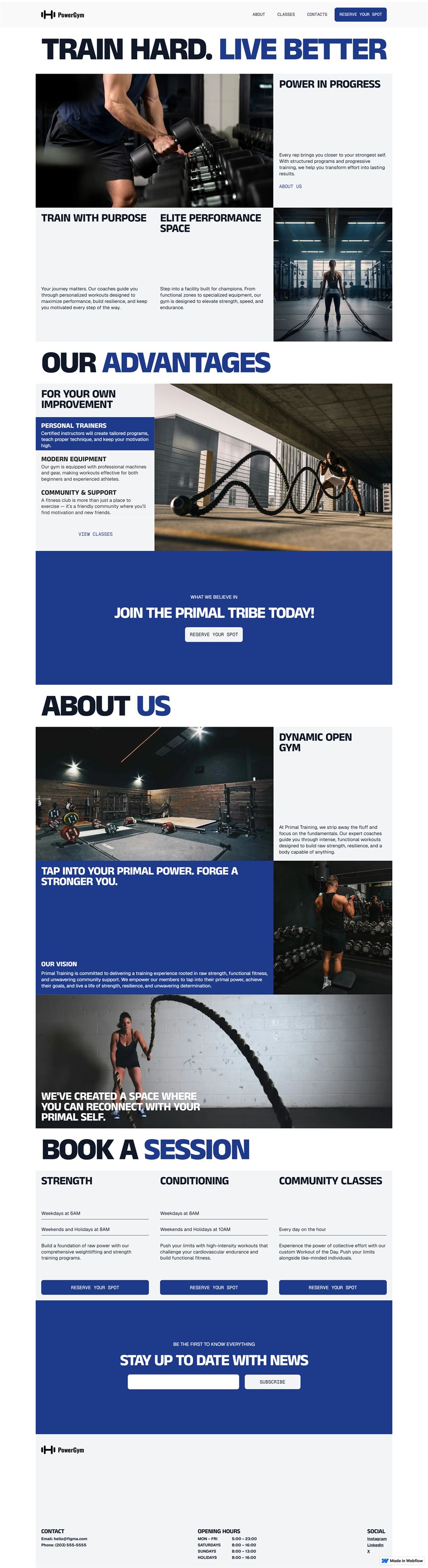PowerGym Club — повна сторінка сайту